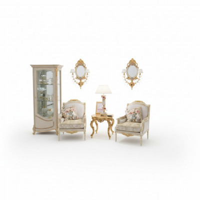 Fauteuil Bank Salontafel Tafel Banken Woonkamer Set 2x Fauteuil Bijzettafel 3-delig