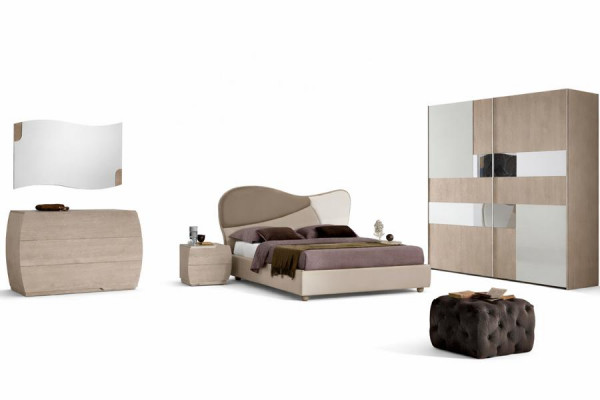 Slaapkamer complete set Koninklijk Modern Bed Kledingkast Nachtkastje 5-delig