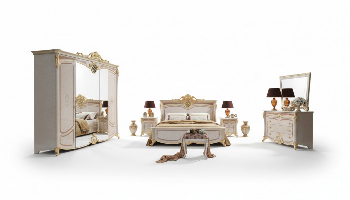 Ontwerp slaapkamer compleet set bed nachtkastje dressoir nieuw Italië 6 delige sets.