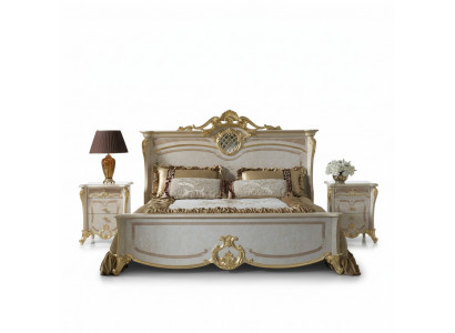 Slaapkamermeubelset - Bed met twee nachtkastjes in een modern ontwerp
