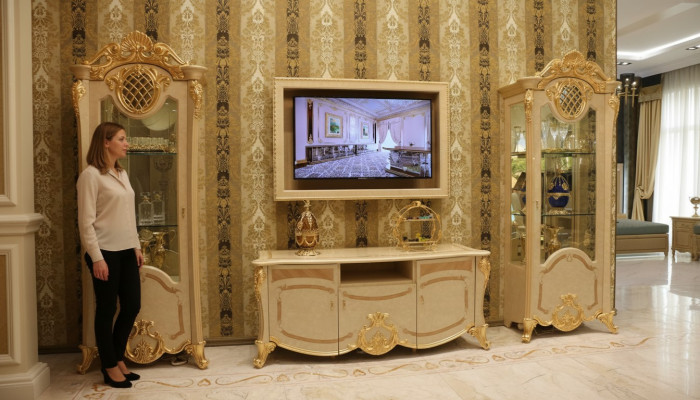Ontwerp woonkamer wand dressoir 2x kast tv laag dressoir dressoir 3-delige set vitrine
