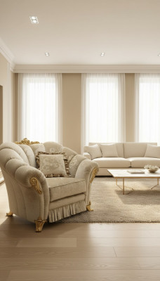 Fauteuil Stoel Bekleding TV Leer Textiel Stof Beige Ontwerp Lounge Club Relax