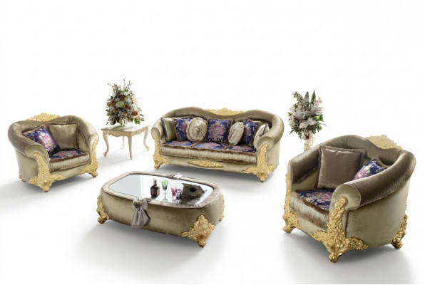 Bank Bank Fluweel Bekleding Stoel 3+1+1 Zits Design Bankstellen Banken Hout Nieuw Set