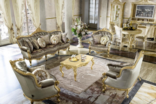 Fauteuil Relax Stof Lounge Club Bekleding Ontwerp Bank Bank Zitter Luxe Goud Nieuw