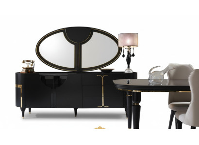 Kommode dressoir meubels kast set 2-delig dressoir spiegel groep hout