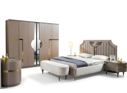 Slaapkamer Bed Nachtkastje Kledingkast Commode Krukje Set van 6 stuks Nieuw