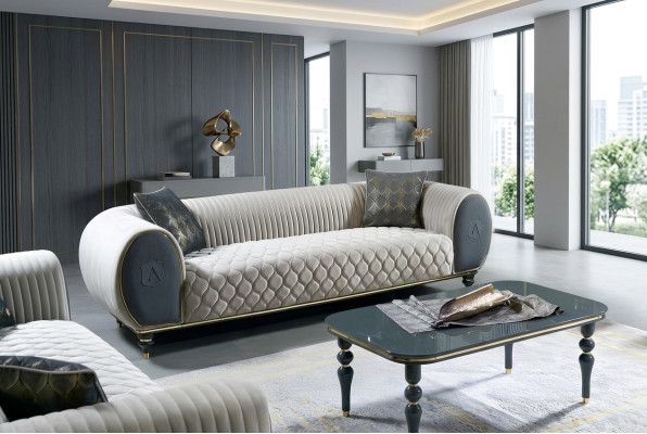 Driepersoonsbank 3-zits stof luxe bank bank grote bekleding 230 cm ontwerper