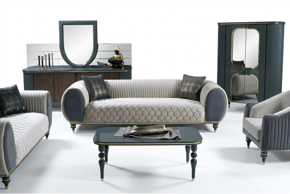 Driepersoonsbank 3-zits stof luxe bank bank grote bekleding 230 cm ontwerper