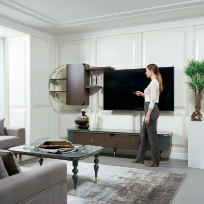 Houten design tv meubels planken kasten wandplanken wandkasten bijzettafel laag dressoir