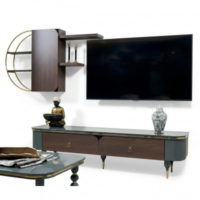Houten design tv meubels planken kasten wandplanken wandkasten bijzettafel laag dressoir