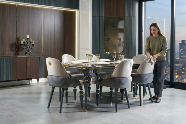 Eetkamer set Eetgroep Houten tafel Tafels Compleet 7-delig Set Eettafel 6x Stoelen