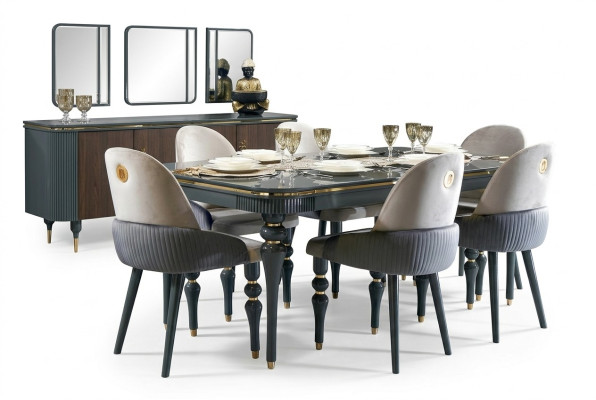 Eetkamer set Eetgroep Houten tafel Tafels Compleet 7-delig Set Eettafel 6x Stoelen