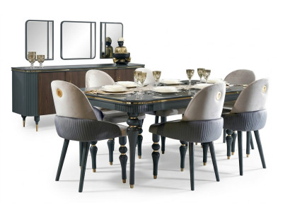 Eetkamer set Eetgroep Houten tafel Tafels Compleet 7-delig Set Eettafel 6x Stoelen