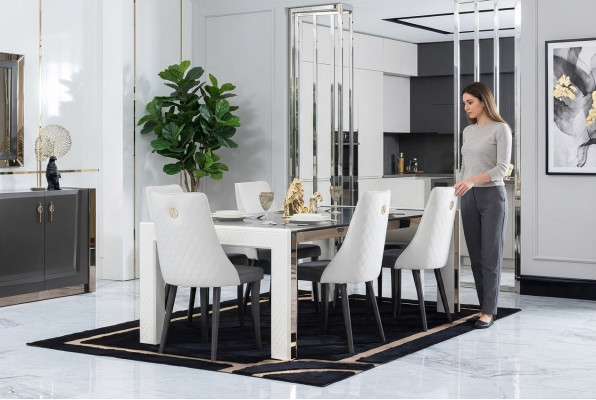 Ontwerp Luxe Tafels Eetkamer Italiaanse Meubelen Tafel Armstoel 6x Stoelen Nieuw