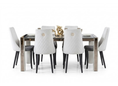 Zitgroep van textielstoffen met stoelbekleding, compleet ontwerp fauteuil en set van 6 stoelen