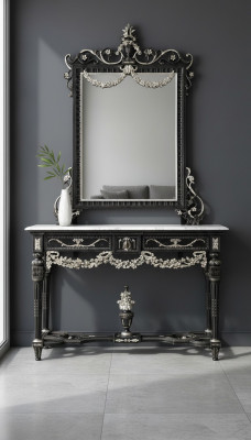 Klassieke spiegel kaptafel console tafel wit hout slaapkamer meubels 2-delig