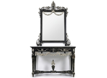Klassieke spiegel kaptafel console tafel wit hout slaapkamer meubels 2-delig