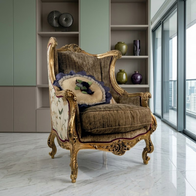 Fauteuil bibliotheekstoel oorfauteuil bekleding Italiaanse meubels luxe stoelen nieuw