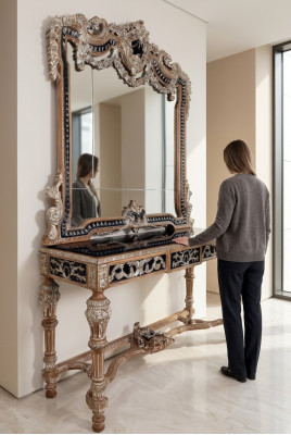 Wandspiegel Landhuis stijl console kaptafel met spiegel console tafel bruin