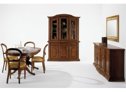 Ontwerp eetkamerset 7-delige set houten meubilair commode 4 stoelen tafel vitrine nieuw