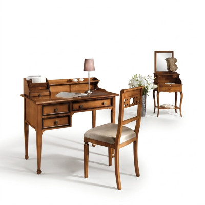 Houten tafel Stoel Tafels 2-delig Inrichting Echt hout Kantoor Bureau Stoel Tafel