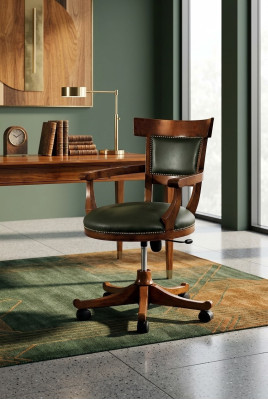 Stoel op wieltjes Woonkamer ontwerp Eetkamerstoelen Hout Armleuningen Nieuwe bekleding