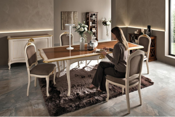 Stel tafel + 6 stoelen Complete klassieke eetkamer Eetkamerset Meubels Barok
