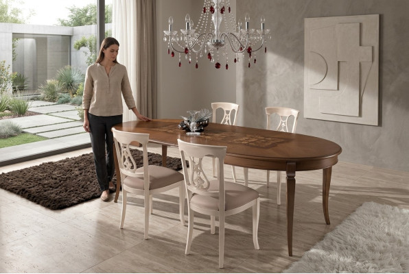 Eetkamerset Eetgroep Klassiek echt hout 4-delige set Stoelcombinatie 4x Stoelen