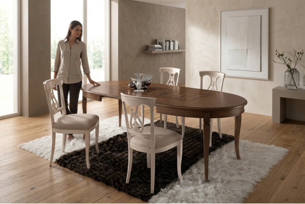 Compleet set eettafel 4x stoelen eetkamer set eetgroep houten tafel tafels 5-delig