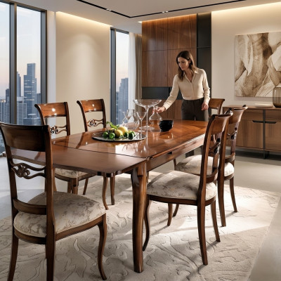 Tafel Eetkamer Set Eetgroep Eettafel + 6x Stoelen Stoel Modern Tafels Set