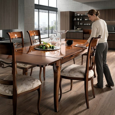 Moderne eettafel schuifdesign van massief hout eettafel echt houten meubels