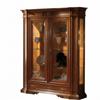 Vitrine Dressoir Vitrines Luxe Glazen Kasten Bruin Hout Ontwerp Meubels