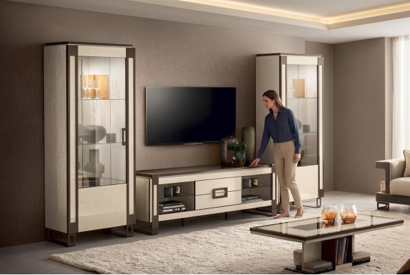 Ontwerp woonkamer wand dressoir 2x vitrine rtv lowboard dressoir 3-delig set woonkamermeubels