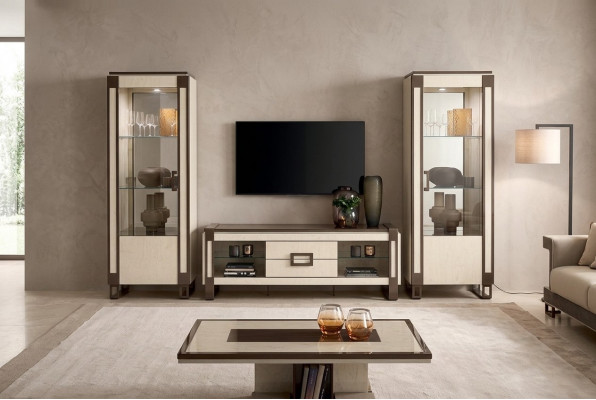 Ontwerp woonkamer wand dressoir 2x vitrine rtv lowboard dressoir 3-delig set woonkamermeubels