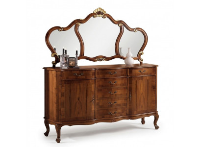 Bruin dressoir kaptafel kaptafel kaptafel spiegel 7 lades nieuw