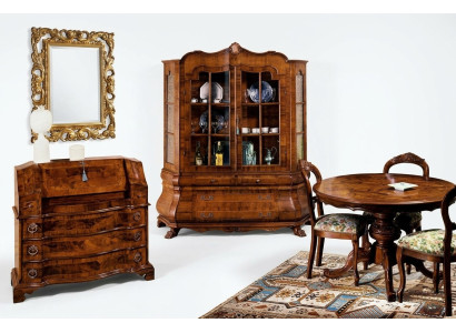 Compleet set eettafel 3 stoelen eetkamerset vitrine dressoir 6-delig set barok.