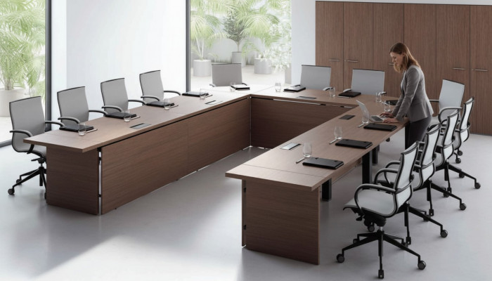 Conferentietafel Stoel Groep Kantoormeubelen Italië Bureau Tafel Vergadertafel 7-delig.