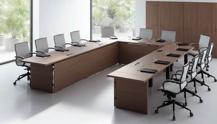 Conferentietafel Stoel Groep Kantoormeubelen Italië Bureau Tafel Vergadertafel 7-delig.