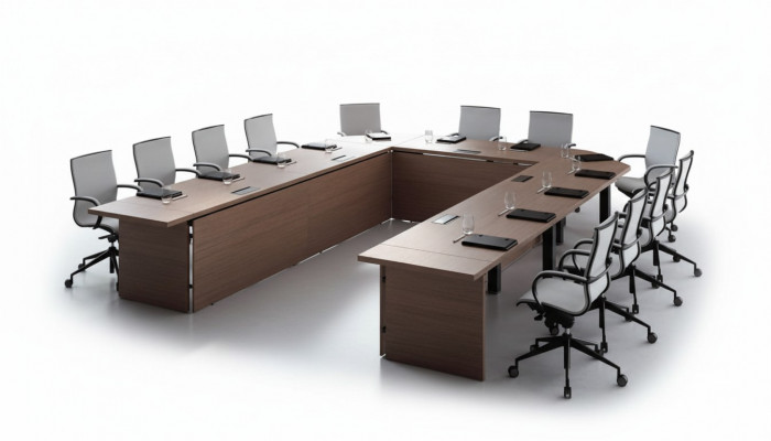 Conferentietafel Stoel Groep Kantoormeubelen Italië Bureau Tafel Vergadertafel 7-delig.