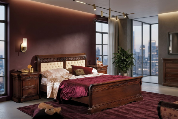 Bed tweepersoonsbed houten bed meubels massief hout slaapkamer designbed houten bedden