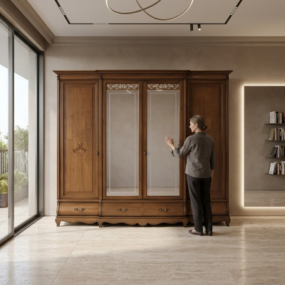 Kledingkast Set Houten Kast Slaapkamer Massief Houten Meubels Italië Kasten
