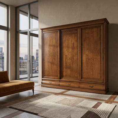 Kledingkast zweefdeurkast massief hout luxe kasten Italiaans meubilair