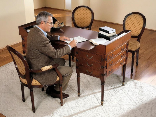Tafel met stoel houten bureau bureau met laden werktafel 2-delig