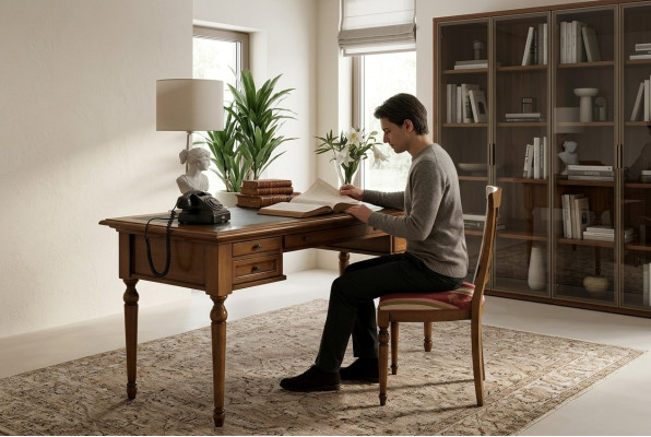 Schrijftafel Secretaire Italiaanse meubels Tafel Stoel Set Kantoor 2-delige Schrijftafels