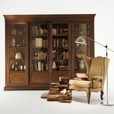 Kantoor boekenkast kast laden kantoorkast glazen deuren meubels design massief hout