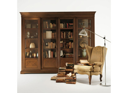 Kantoor boekenkast kast laden kantoorkast glazen deuren meubels design massief hout