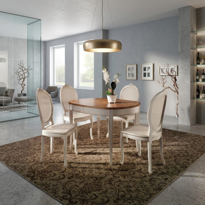 Eettafel inrichting stoelen fauteuil meubilair groep set compleet set 5-delig.