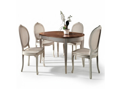 Eettafel inrichting stoelen fauteuil meubilair groep set compleet set 5-delig.
