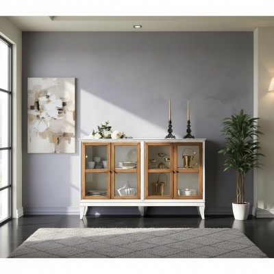 Vitrine dressoir Retro stijl Woonkamerkast Commode Collectie Vitrinekasten Nieuw