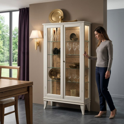 Retro stijl glazen eetkamerkast glazen tafel kast vitrine woonkamer vitrines